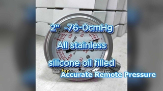 2" 50mm -0,1~0MPa -76~0cmHg Semua tahan karat, tahan getaran, diisi minyak silikon