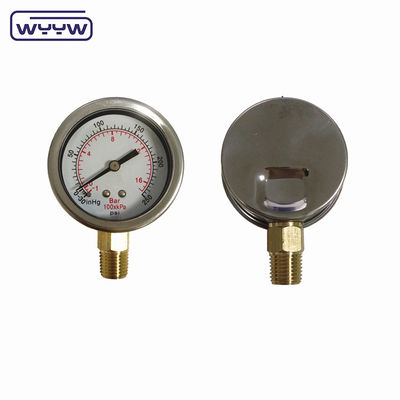 Pengukur Tekanan Vakum 50mm Komposisi Pengukur -30inhg + 250psi -1 + 16bar