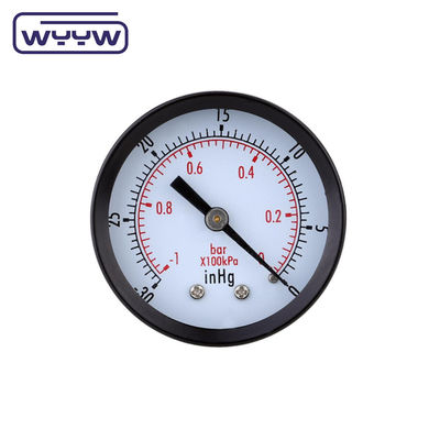 Gauge Tekanan Negatif Baja -0.1Mpa Back Mount 60mm Dial