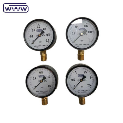 Kasus baja hitam umum 100mm dasar standar M20X1.5 mount bourdon tabung manometer 1,6 mpa