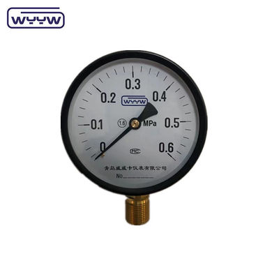 100mm jenis pipa baja hitam bourdon koneksi bawah MPa common rail tekanan gauge