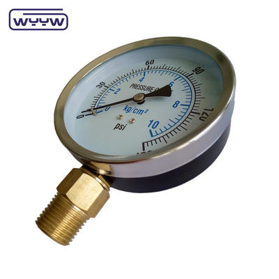 WYYW 100mm case besi MS manometer koneksi bawah 16bar