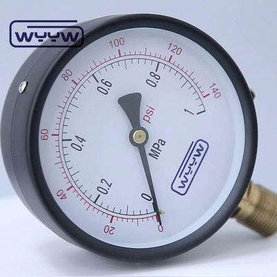 100mm Air Umum Komersial Pressure Gauge Manometer Bagian bawah Mount
