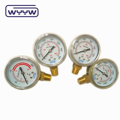 Pengukur Tekanan Manometer Gas Bagian Bawah Untuk Silinder Oksigen