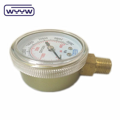 Pengukur Tekanan Manometer Gas Bagian Bawah Untuk Silinder Oksigen