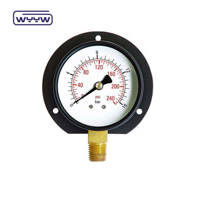Jenis Baja Hitam dinding dipasang Pressure Gauge 100mm Dial 1 tahun Garansi