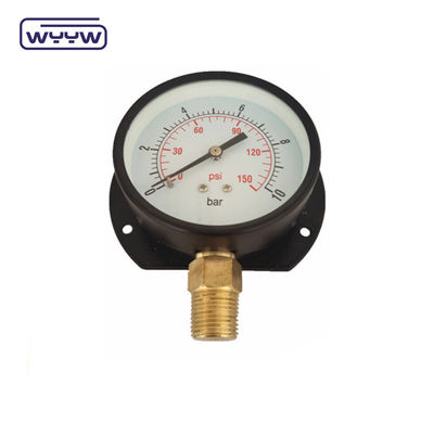 Jenis Baja Hitam dinding dipasang Pressure Gauge 100mm Dial 1 tahun Garansi