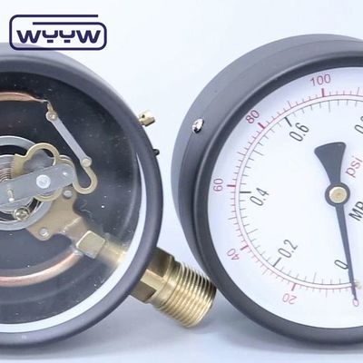 Steam Boiler Pressure Gauge Manometer Bagian Bawah Mount Dengan Casing Baja Hitam
