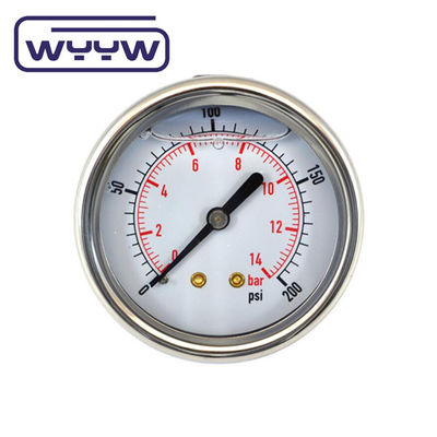 En837-1 63mm belakang semua stainless steel kuningan bourdon tabung pengukur tekanan 0-20bar/0-300psi 1/4 