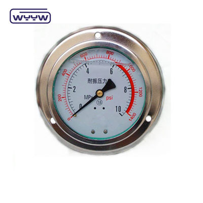 Panel Mount 4&quot; 1/2&quot;NPT atau BSP Bar Psi Double Scale Liquid Oil Filling PG100 Series Stainless Pressure Gauge