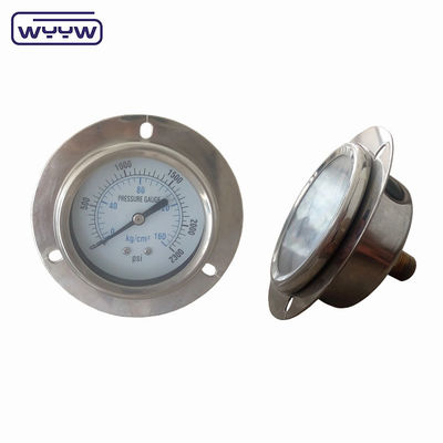 CE disetujui 63mm EN837-1 minyak gliserin diisi bar psi ukuran ganda alat ukur tekanan dengan flange depan