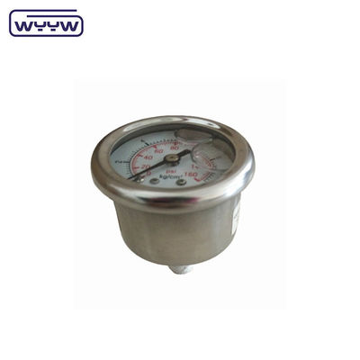 40mm ceneter belakang OEM 1/4 &quot;bsp npt 1,5 inci wajah gliserin penuh tekanan