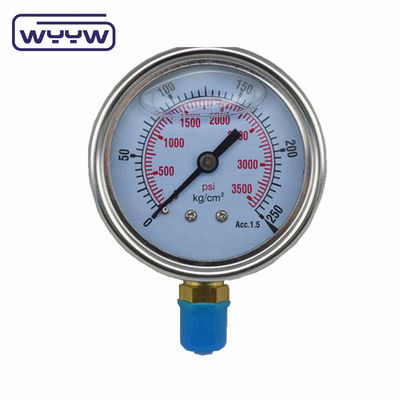 Portable Hydraulic Water Pressure Meter Tester Gauge Bottom Mount Case Stainless Steal 100MM pengukur tekanan 600 bar