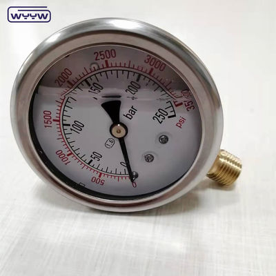 oem untuk bebas manometer tekanan industri penumatic 1/4 &quot;G radial koneksi cairan diisi bar tekanan 2.5&quot;