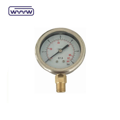 oem untuk bebas manometer tekanan industri penumatic 1/4 &quot;G radial koneksi cairan diisi bar tekanan 2.5&quot;