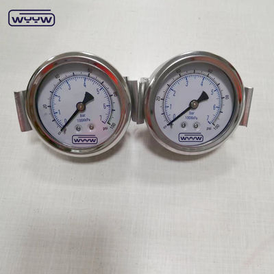 Kelas U-clamp 1,6% manometer tekanan anti-getaran 2,5 inci