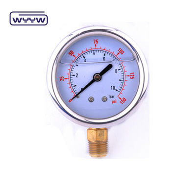 EN837-1 Gliserin 63mm 1psi 0- 600 Psi Npt 1/4 Oil Filled Pressure Gauge