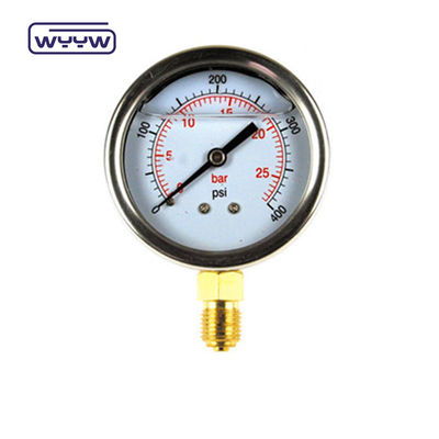 EN837-1 Gliserin 63mm 1psi 0- 600 Psi Npt 1/4 Oil Filled Pressure Gauge