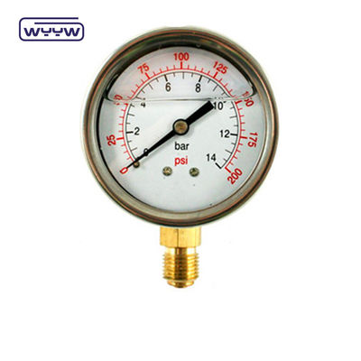 EN837-1 Gliserin 63mm 1psi 0- 600 Psi Npt 1/4 Oil Filled Pressure Gauge