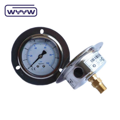 Resistensi Dampak Tepat 150 Psi Hydraulic Pressure Gauge Minyak 400 Bar Dengan Flange Depan