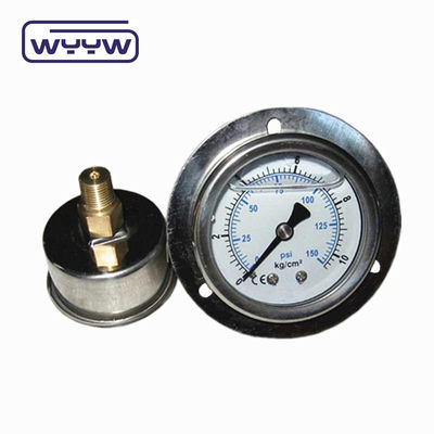 Resistensi Dampak Tepat 150 Psi Hydraulic Pressure Gauge Minyak 400 Bar Dengan Flange Depan