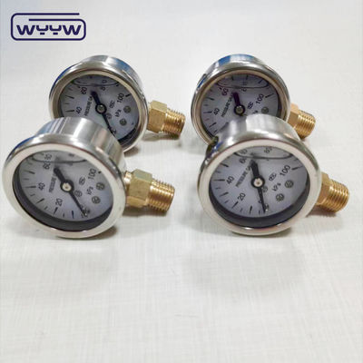 40mm dial ss304 case pointer tipe borodon tabung vertikal 0-10bar / psi oil filled pressure gauge 1-1/2