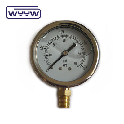 Koneksi Kuningan Berkualitas Tinggi 1/4 &quot;BSP Double Scale Bar Psi EN837-1 Accurac 1.6 Liquid Filled Pressure Gauge