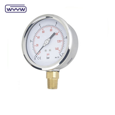 Pengukur tekanan berisi cairan sambungan radial casing 2,5&quot; ss