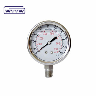 63mm Minyak yang diisi 304 stainless steel Manometer tekanan seismik