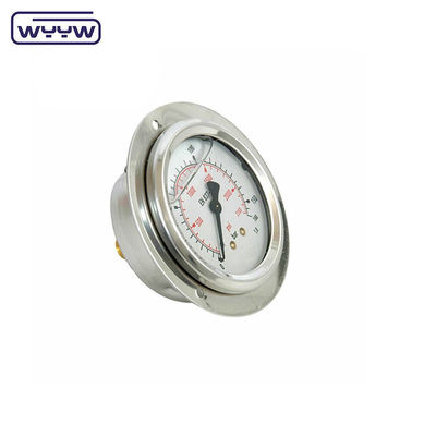 flange 63mm skala ganda kelas tahan kejut 2,5% manometer presisi alat pengukur tekanan hidrolik 16 bar