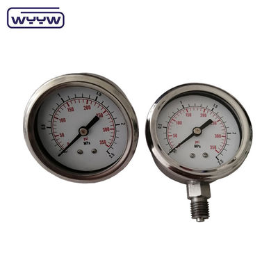 Manometer Tekanan Ring Bezel yang Diisi Cairan 2.5% Akurasi