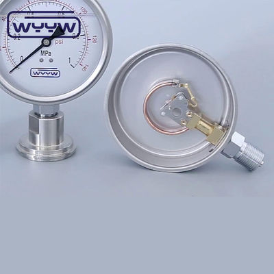 100mm Oil Thread Chromed Bourdon Tube Type Pressure Gauge Bagian bawah
