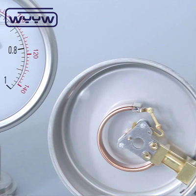 100mm Oil Thread Chromed Bourdon Tube Type Pressure Gauge Bagian bawah