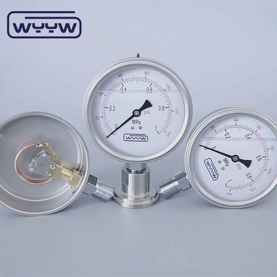100mm Oil Thread Chromed Bourdon Tube Type Pressure Gauge Bagian bawah