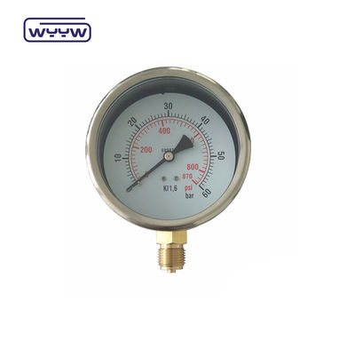 0 - 100Mpa Oil Diisi Pressure Gauge Bagian bawah Mount Untuk Hydraulic Press