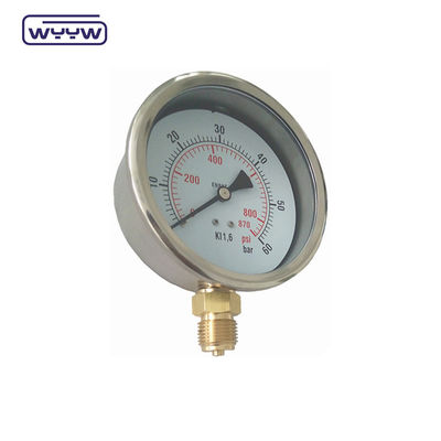 0 - 100Mpa Oil Diisi Pressure Gauge Bagian bawah Mount Untuk Hydraulic Press