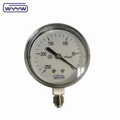 radial 1/4 &quot;bsp kapsul 63mm tekanan rendah kpa mbar manometer stainless steel commercial pressure gauge