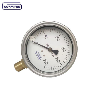 Harga manometer baja tahan karat Cina jenis 0-50 mbar kapsul pengukur tekanan rendah