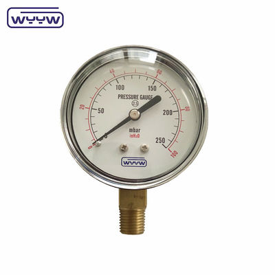 90mbar Kapsul Tekanan Gauge Baja Hitam rendah 60mm Bellow Jenis Manometer