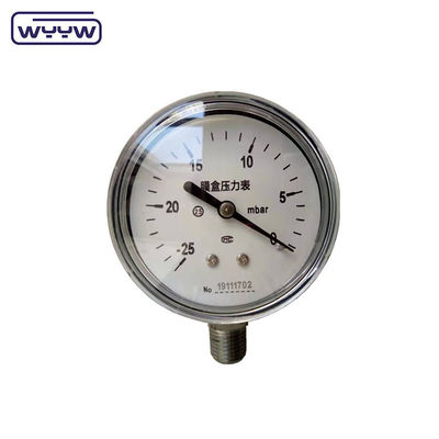 MMWC &amp; Mbar 63mm Kapsul Pressure Gauge Manometer Bahan baja tahan karat