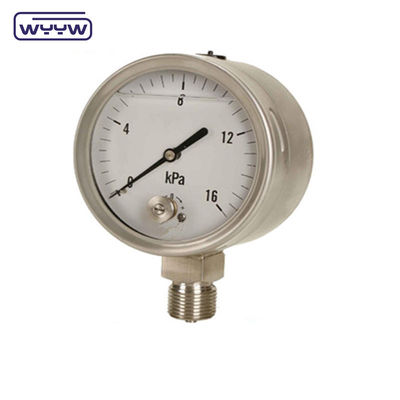 0-15 Kpa MmAq Kapsul Pressure Gauge Koneksi Bagian Bawah Baja Rustless