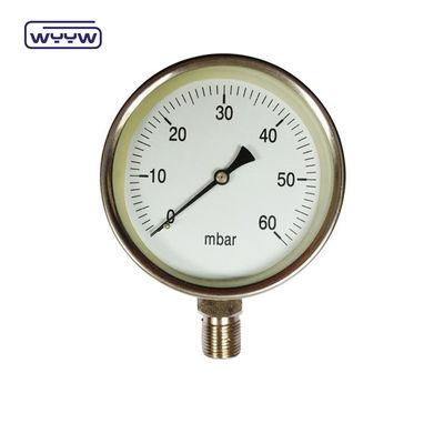 0-15 Kpa MmAq Kapsul Pressure Gauge Koneksi Bagian Bawah Baja Rustless