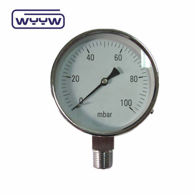 0-15 Kpa MmAq Kapsul Pressure Gauge Koneksi Bagian Bawah Baja Rustless
