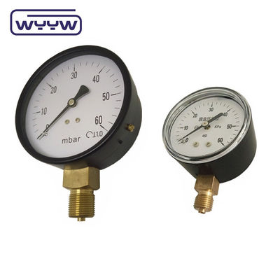 80mm Kpa Mbar Bellows Pressure Gauge Tekanan rendah Manometer Radial Connection