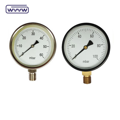 80mm Kpa Mbar Bellows Pressure Gauge Tekanan rendah Manometer Radial Connection