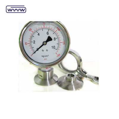 SS316 Silikon Saniter Tekanan 100mm 1.6% Keakuratan