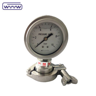 Tugas berat Sanitasi Diafragma Pressure Gauge SS316 Jenis penjepit