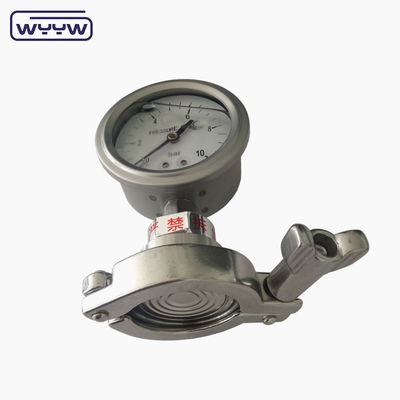 Hubungkan Pengukur Tekanan Diafragma Tri Clamp Stainless Steel Pressure Meter
