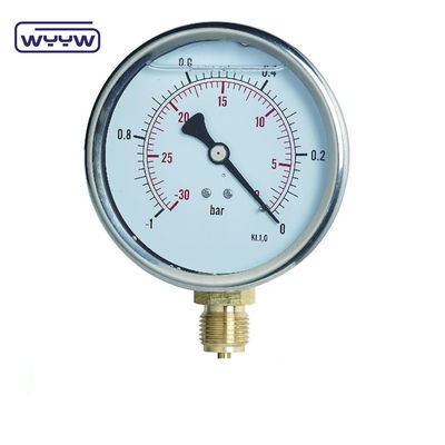 SS304 Case Compound Gauge Pressure Gauge Radial Direction -1-1bar -15-15psi 100mm Pengisian Minyak
