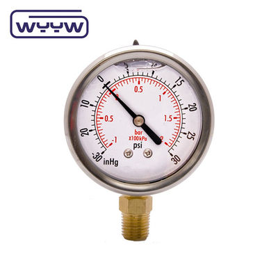 SS304 Case Compound Gauge Pressure Gauge Radial Direction -1-1bar -15-15psi 100mm Pengisian Minyak